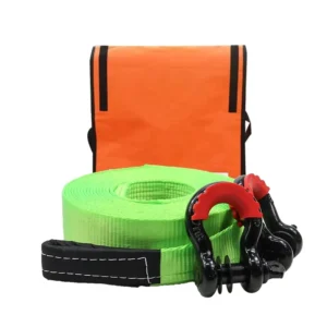 3” 26000 Lbs Heavy Duty Car Tow Strap 9m Custom Logo Car Kinetic Recovery Tow Rope with D Ring Shackles
