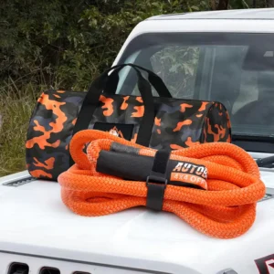 3/4In 30ft Nylon Kinetic Rope 4×4 Off Road Accessories Tow Strap Double Braided 30% Elasticity Kinetic Recovery Kit Rope