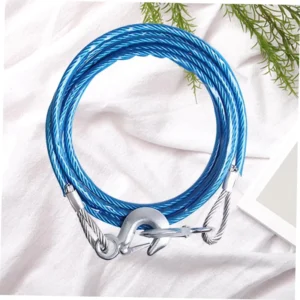 4×4 Off Road Recovery Car Tow Rope Traction Rope Emergency Heavy Duty Steel Wire Tow Cable with Safety Hook PVC Coated Towing