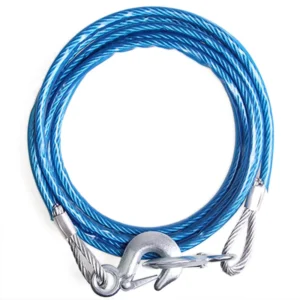 4×4 Off Road Recovery Car Tow Rope Traction Rope Emergency Heavy Duty Steel Wire Tow Cable with Safety Hook PVC Coated Towing