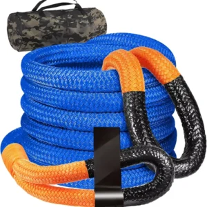 AMBITION High Quality Kinetic Recovery Tow Rope 1.26″ X 30ft 55000LBS Snatch Strap Heavy Duty Offroad Towing Straps Kit Blue