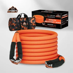 AUTOBOTS Orange Kinetic Recovery Tow Rope Heavy Duty Offroad Snatch Strap for Utv Atv Truck Car Tractor Trailer Parts Tow Rope