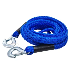 Blue 7/8inch Break Strength 8500lbs Emergency Braided Tow Rope Tow Straps with Hook 14ft ISO9001 Certified