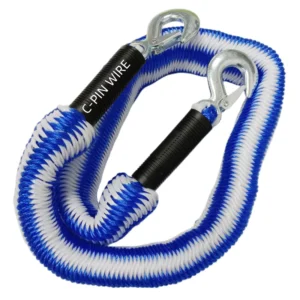 C PIN Tow Rope Heavy Duty Steel Hook Trailer Rope Stretchable Twist Trailer Breakaway Rope for Emergency Rescue Elastic