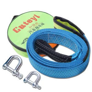 Car Tow Strap Racing Auto Winch Rope Nylon 5M 8 Tons Recovery Towing Cable Strap Belt Heavy Duty Off Road Accessories Metal Hooks