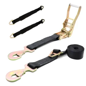 Custom 2’x8′ Black Axle Straps For Race Car Trailer Hauler Ratchet Tie Down Towing Strap For Flatbed Trailer Emergency Tools