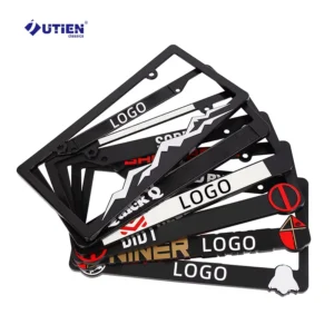 Custom Black License Plate Frame Holder License Plate Frame Embossed Logo Plastic USA and Number US Cars License Plate Frame