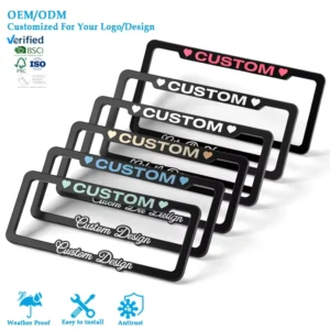 Custom License Plate Frames with Embossed Text Personalized License Plate Frame