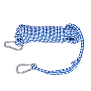 Double Braided PWC Tow Sport Rope Water Sport Tow Line with Steel Snap Carabiners 10 Meter