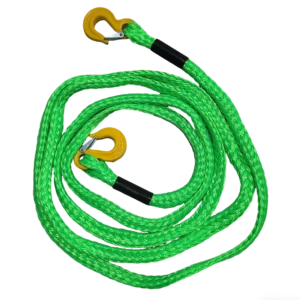 Green pp Hollow Braided Rope PP Plastic Car Tow Rope with Hook for Off road Vehicle Towing Trailer