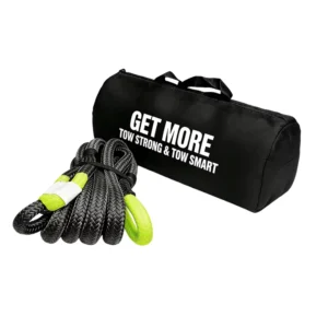 Heavy Duty 6M X 22MM Tow Strap 11 Tons Capacity Kinetic Recovery Rope Emergency Tool Kit with 15Tons Soft Shackles