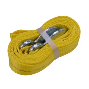 Heavy Duty Car Tow Strap with Hook Strap for Car Emergency Tools Yellow Double Hooks 4M Rope 5 Ton