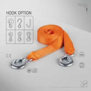 High Strength Polyester Fiber Car Tow Rope Break Strength 1inch Size Double J Hook