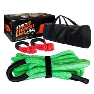 High-Stretching Kinetic Recovery Tow Rope Straps Kit Colorful Double Braided Nylon Off-Road Car Towing Safe Emergency Tool