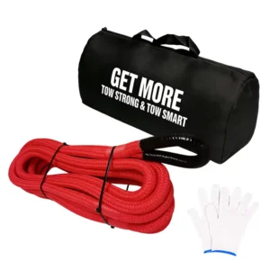 Kinetic Recovery Tow Rope with Storage Bag Gloves Heavy Duty Offroad Snatch Strap for UTV ATV Truck Car Tractor Towing Gear
