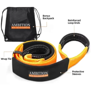 Recovery Strap 3in X 8ft 36000Lbs Break Strength Emergency Recovery Tow Strap Winch Extension Rope With Carry Bag