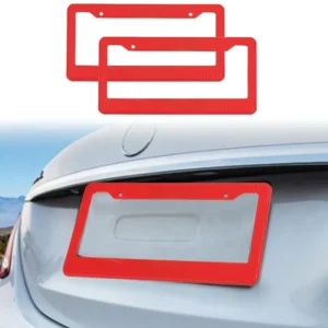 Universal Matte Red Stainless Steel License Plate Frame With Screw Caps US Standard Car License Holder Accessories