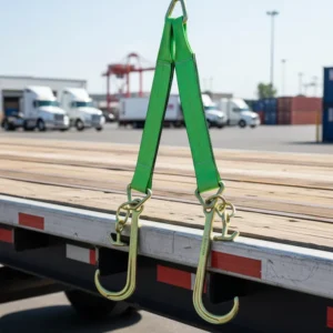 V Bridle Tow Strap With 15″ J Hook & T J Hooks Alloy Steel 5400LBS Capacity Towing Accessories For Tow Trucks